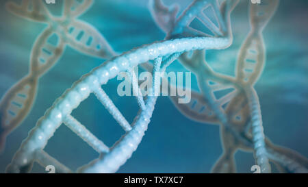 La structure de l'ADN, molécule concept, double helix portant instructions génétiques (Science 3D render) Banque D'Images