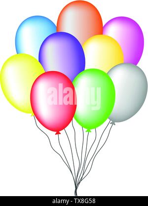 Ensemble de ballons colorés isolé sur fond blanc. Pour la carte de Vœux, Invitation. Vector Illustration pour votre Design, Web. Illustration de Vecteur