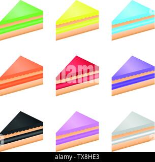 Ensemble de Cheesecakes isolé sur fond blanc. Vector Illustration of Colorful Des gâteaux sucrés pour votre conception. Illustration de Vecteur