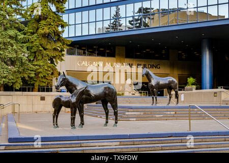 Sculpture de cheval, de l'Hôtel de Ville, Calgary, Alberta, Canada Banque D'Images
