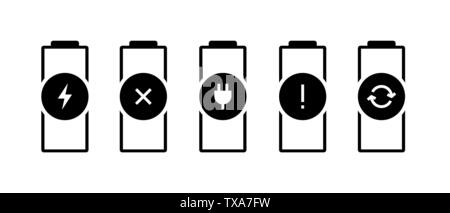 L'icône d'état de témoin de charge de la batterie. Accumulateur de gadgets cassés Défectueux Erreur de charge doit remplacer des pictogrammes. Vector illustration Illustration de Vecteur