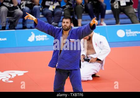 Minsk, Belarus. 24 Juin, 2019. Arman Adamian (RUS) vainqueur dans la catégorie -100kg au 2ème jeux européens le 24 juin 2019 dans Chizhovka Arena à Minsk, en Biélorussie.  : Soenar Chamid Crédit/SCS/AFLO/Alamy Live News Crédit : AFLO Co.,Ltd/Alamy Live News Banque D'Images