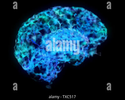 Rendu 3d illustration d'un cerveau plexus abstrait Banque D'Images
