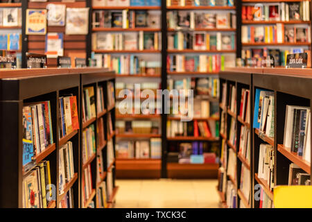 Différents livres sur des étagères dans une grande librairie. photo a pris à Istanbul/Turquie. Banque D'Images