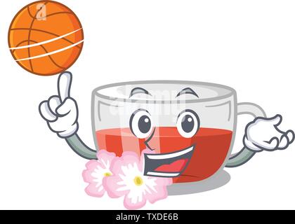 Basket-ball avec plateau en bois de rose musquée ci-dessus table mascotte Illustration de Vecteur