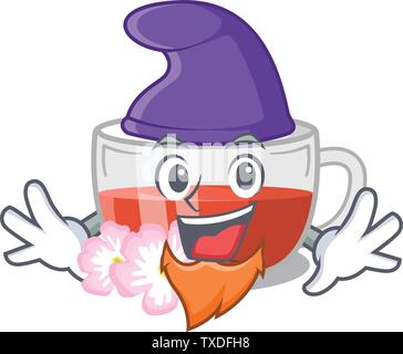 Plateau en bois de rose musquée Elf ci-dessus table mascotte Illustration de Vecteur