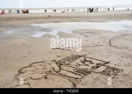 Plage de sable, Dandi, modèle cité, Gujarat, Inde, Asie Banque D'Images