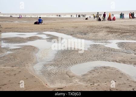 Plage de sable, Dandi, modèle cité, Gujarat, Inde, Asie Banque D'Images