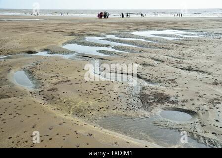 Plage de sable, Dandi, modèle cité, Gujarat, Inde, Asie Banque D'Images