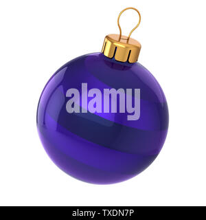 Boule de Noël Nouvel An décoration hiver sphère bleue pendaison parures. Ornement d'hiver traditionnels joyeuses fêtes Joyeux Noël 2020 Banque D'Images