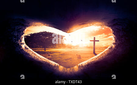 Résurrection concept : tombeau vide de Jésus Christ Banque D'Images