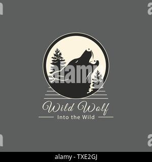 La conception de logo Loup Sauvage Illustration de Vecteur