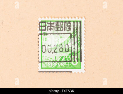 Japon - VERS 1980 : timbre imprimé au Japon montre c'est valeur, vers 1980 Banque D'Images