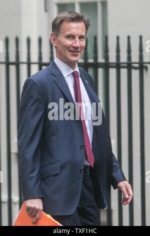 Londres, Royaume-Uni. 25 Juin, 2019. Jeremy Hunt Secrétaire d'État aux Affaires étrangères arrive à Downing Street pour la réunion hebdomadaire du cabinet. Jeremy Hunt est un rival de Boris Johnson en lice pour devenir le chef du parti conservateur et premier ministre Crédit : amer ghazzal/Alamy Live News Banque D'Images