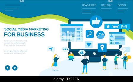 Vecteur de marketing d'affaires Modèle de page d'atterrissage. App, UI, ux le développement. Le numérique, les médias sociaux publicité. Le travail d'illustration de remue-méninges, collègues. Génération de prospects, SMM, SEO Illustration de Vecteur