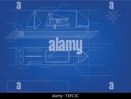 Plan d'un cargo sur fond bleu Banque D'Images