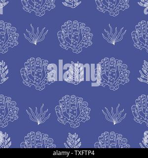 Faites à la main sous l'eau et les plantes les silhouettes. Illustration de Vecteur