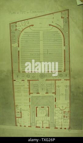 Les plans du Grand Orient de France, rez-de-chaussée 1924 originaux (76 cm x 47 cm) échelle : 1/100e Paris, musée de la du Métro Cadet Banque D'Images