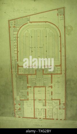 Les plans du Grand Orient de France, Cave 1924 originaux (76 cm x 47 cm) échelle : 1/100e Paris, musée de la du Métro Cadet Banque D'Images