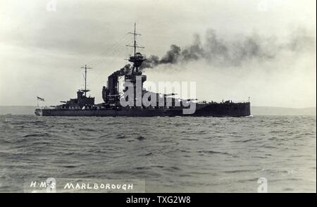 Cuirassé britannique HMS Marlborough, Iron Duke-classe, construit pour la Royal Navy. 1912 Banque D'Images