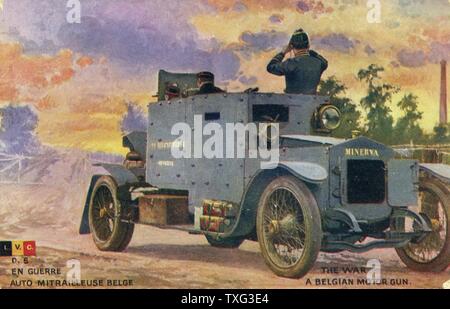 Automitrailleuse belge pendant la Première Guerre mondiale 1914 Photo