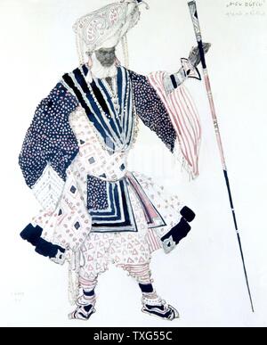 Costumes de Léon Bakst pour Soma, le Haut Prêtre dans "Le Dieu Bleu" (Le dieu bleu), produit en 1911 par Sergei Diaghilev Ballets Russes. La musique de Reynaldo Hahn, Choroegraphy par Michel Fokine Banque D'Images