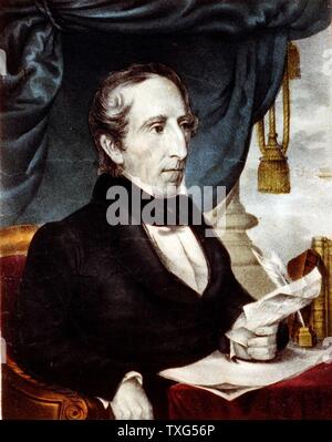 John Tyler, 10e président des États-Unis d'Amérique (1841-1845). L'annexion du Mexique a eu lieu au cours de son administration. Currier & Ives lithographie Banque D'Images