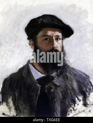 L'école française de Claude Monet autoportrait au béret Banque D'Images