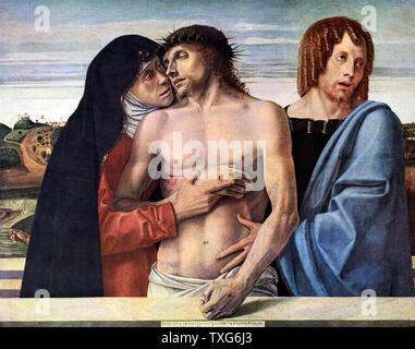École d'Italien Giovanni Bellini Pietà c.1467-1470 Huile sur bois (86 x 107 cm) Milan, Pinacoteca di Brera Banque D'Images