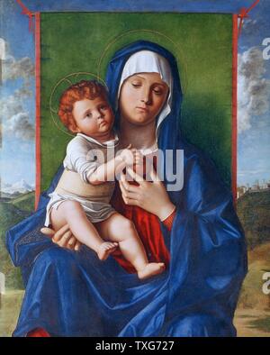 École d'Italien Giovanni Bellini vierge et l'enfant (la Vierge de la Grenade), l'huile et tempera sur bois Banque D'Images