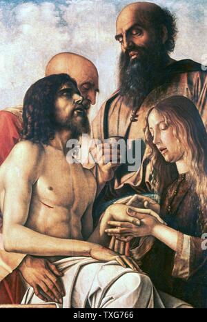 École d'Italien Giovanni Bellini Pietà - Mouring sur le corps du Christ avant sa mise au tombeau Huile sur panneau Banque D'Images