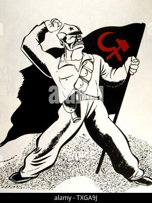 Guerre civile espagnole : dessin animé français contre le Parti communiste d'Espagne, 1936 Banque D'Images