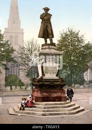 Statue de philanthrope John Howard (1726-1790) qui fut aussi un réformateur de la prison. La statue est situé à Bedford, l'Angleterre et a été faite par le sculpteur Sir Alfred Gilbert (1854-1934). 1890 Banque D'Images