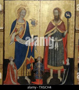 Retable des Saints John par le maître de Santa Coloma de Queralt. En date du 14e siècle Banque D'Images