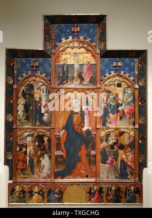 Retable de Sainte Barbara par Gonzalo Pérez (1380-1451) peintre catalan. En date du 15e siècle Banque D'Images