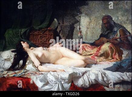 La peinture intitulée "L'Odalisque" par Marià Fortuny (1838-1874) peintre catalan. Datée 1861 Banque D'Images