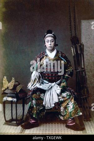 Guerrier Samouraï japonais, Vintage photographie du Japon 1867 Banque D'Images