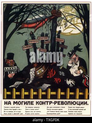 À la tombe de la revolution' Révolution Russe, affiche de propagande, 1917, par Viktor Nikolaïevitch Deni. Banque D'Images