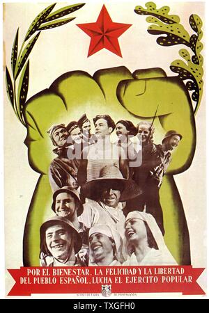 Front populaire affiche de propagande républicaine : Guerre civile espagnole 1937 Banque D'Images