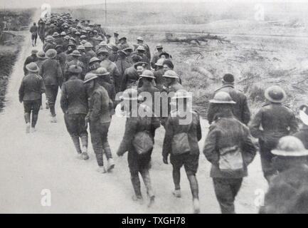 Prisonniers de guerre britanniques capturés par les forces allemandes, pendant la première guerre mondiale 1915 Banque D'Images
