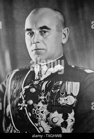 Portrait photographique de Edward Rydz-Smigly (1886-1941) un homme politique polonais, homme d'État, Maréchal de France, commandant en chef des forces armées de la Pologne. En date du 20e siècle Banque D'Images