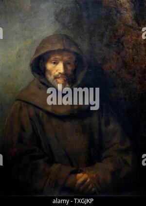 Peinture intitulée 'Un frère franciscain' de Rembrandt Harmenszoon van Rijn (1606-1669) un peintre et graveur néerlandais. En date du 17e siècle Banque D'Images