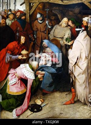 La peinture intitulée 'L'Adoration des Rois' par Pieter Bruegel l'ancien (1525-1569) un peintre et graveur de la Renaissance Russisch de Brabant. En date du 16e siècle Banque D'Images