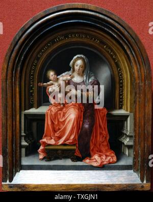 La peinture intitulée "La Vierge à l'enfant de Jan Gossaert (1478-1532) un peintre français et membre de la guilde de saint Luc. En date du 16e siècle Banque D'Images