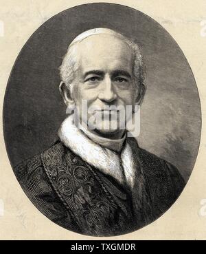 Léon XIII (Leone XIII) (Vincenzo Yaela Pecci (1810-1903) Le Pape de 1878 à 1903. Gravure 1878 teinté publié peu après son élection. Banque D'Images