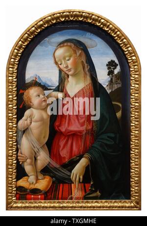 La peinture intitulée "La Vierge à l'enfant de Domenico Ghirlandaio (1449-1494) un peintre de la Renaissance italienne. En date du 15e siècle Banque D'Images