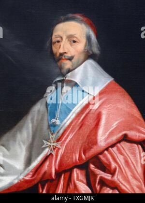 Portrait du Cardinal de Richelieu (1585-1642) d'un ecclésiastique français, et plus noble, par Philippe de Champaigne (1602-1674) membre fondateur de l'Académie de peinture et de sculpture. En date du 17e siècle Banque D'Images