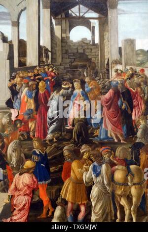La peinture intitulée 'L'Adoration des Rois" par Sandro Botticelli (1445-1510) un peintre italien de la première Renaissance. En date du 15e siècle Banque D'Images