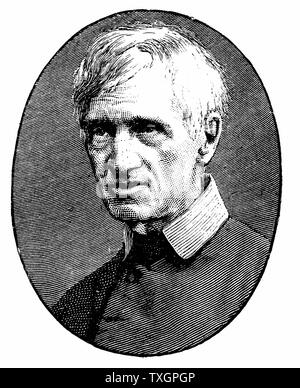 John Henry Newman (1801-90) au cours de la vieillesse. Érudit et théologien britannique. Mouvement d'Oxford. Converti au catholicisme romain 1845 : le Cardinal de 1879. Auteur de "The Dream of Gerontius'. Gravure Banque D'Images