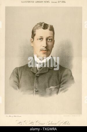 Albert Victor, duc de Clarence (1864-1892) fils aîné d'Edward, prince de Galles (Edouard VII). L'anglais, petit-fils de la reine Victoria. Lithographie teintée publié pour marquer son 21e anniversaire. Banque D'Images